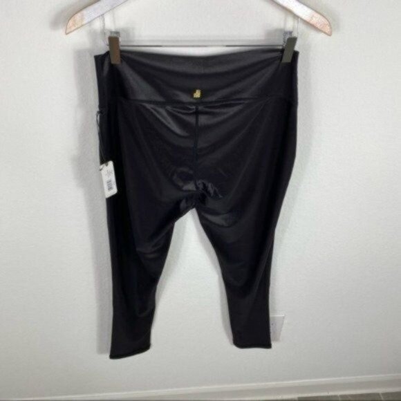 NEW WeWoreWhat High Waist Splice Shine Leggings Black Size L - Picture 6 of 8